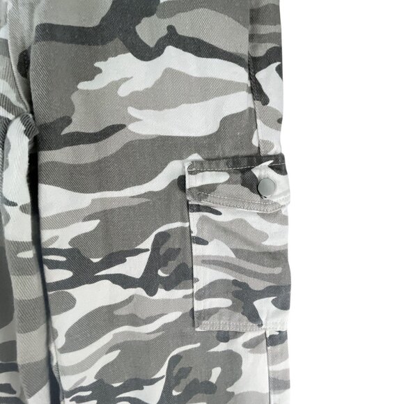 Women's Camo Cargo Pants XS Adjustable Waist Gray White Cotton Blend Streetwear - Picture 7 of 10